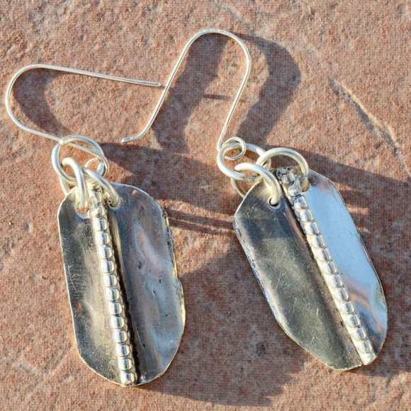 Antique Obsessions Jewelry - Sterling Silver 925 Pea Pod Earrings Handmade Drop